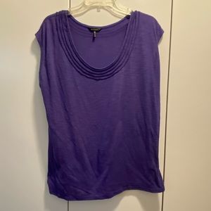 Purple Scoop Neck Short Sleeve Blouse